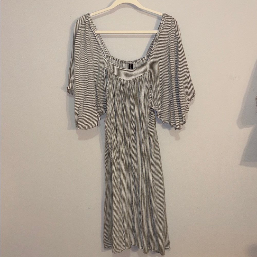Sacred Threads Black and White Striped Midi Dress